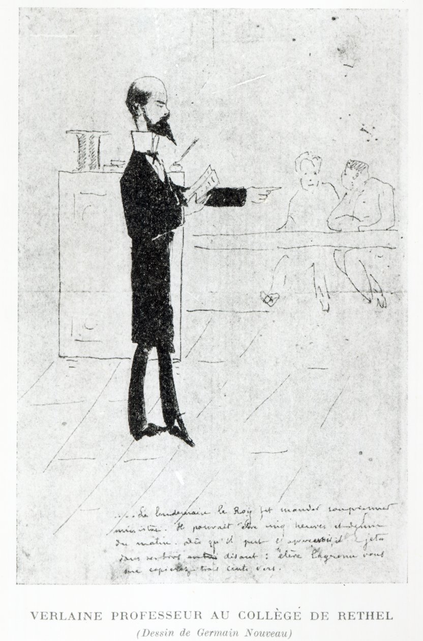 Verlaine undervisade vid institutionen Notre-Dame i Rethel, 1877-79 (penna, bläck och krita) av Germain Nouveau