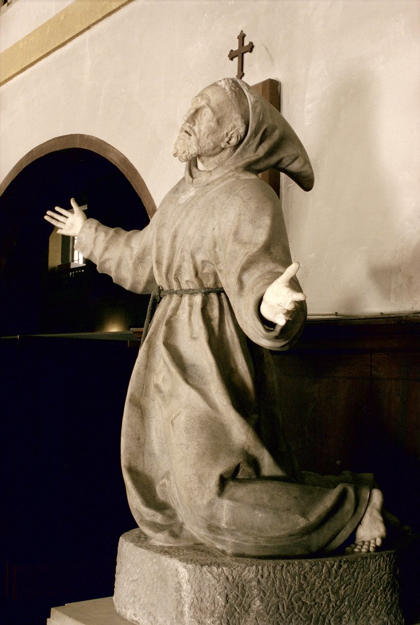 St Francis tar emot stigmata, ca 1580 (marmor) (se även 248125, 248126 och 248127) av Germain Pilon
