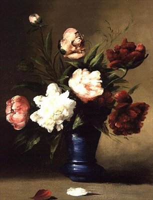 Peonies katika Vaseswed ya Bluu av Germain Ribot