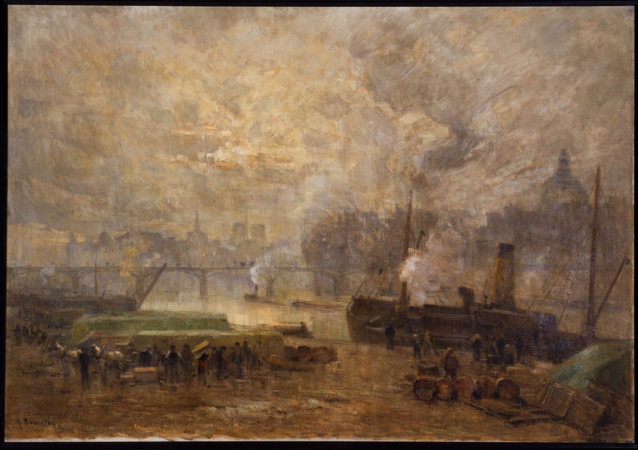 Seine vid Port Saint-Nicolas, ca 1900 (olja på duk) av Germain Eugene Bonneton