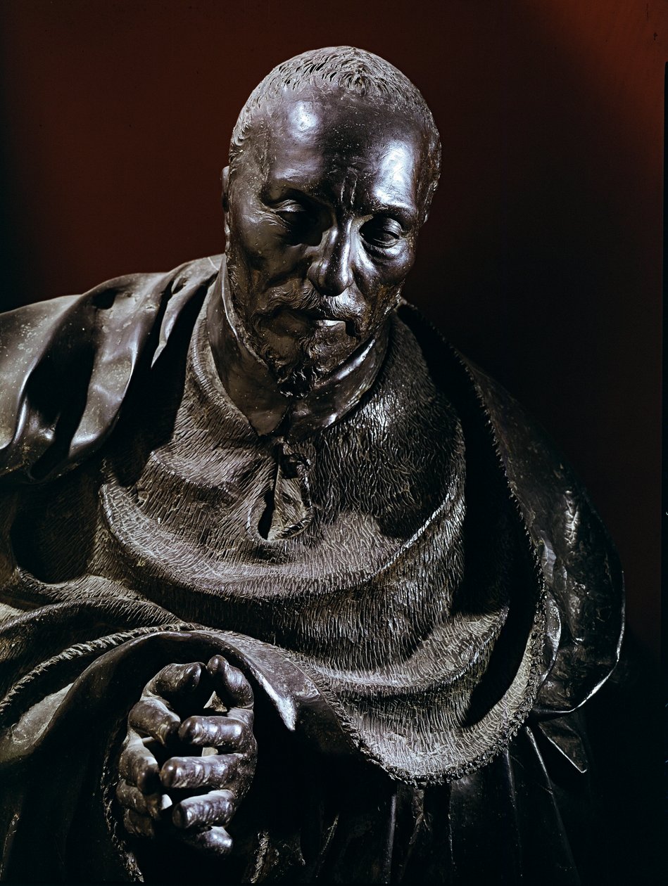 Kardinal Rene de Birague. Detalj av bronsskulpturen av Germain Pilon