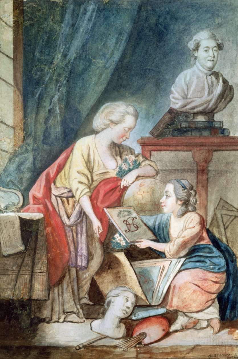 Familjen Necker 1780 (pastell, gouache och wc på papper) av Germaine Necker