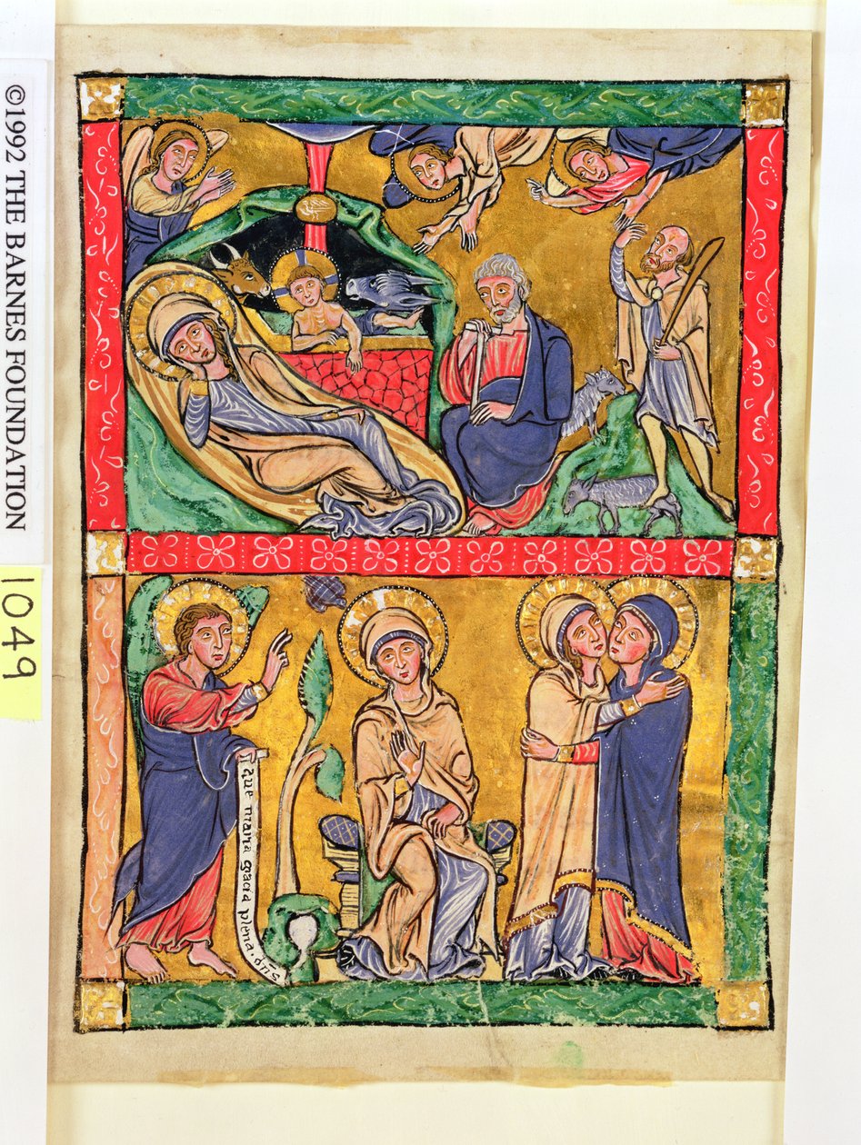 Kristi födelse, bebådelse och besök, 1200 (wc på vellum) av German School