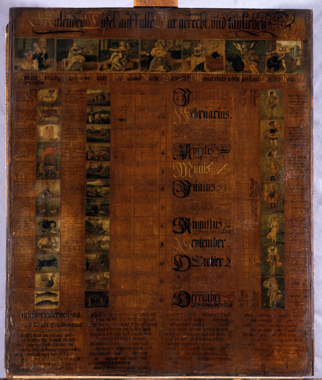Kalender, 1601-50 (målat trä) av German School