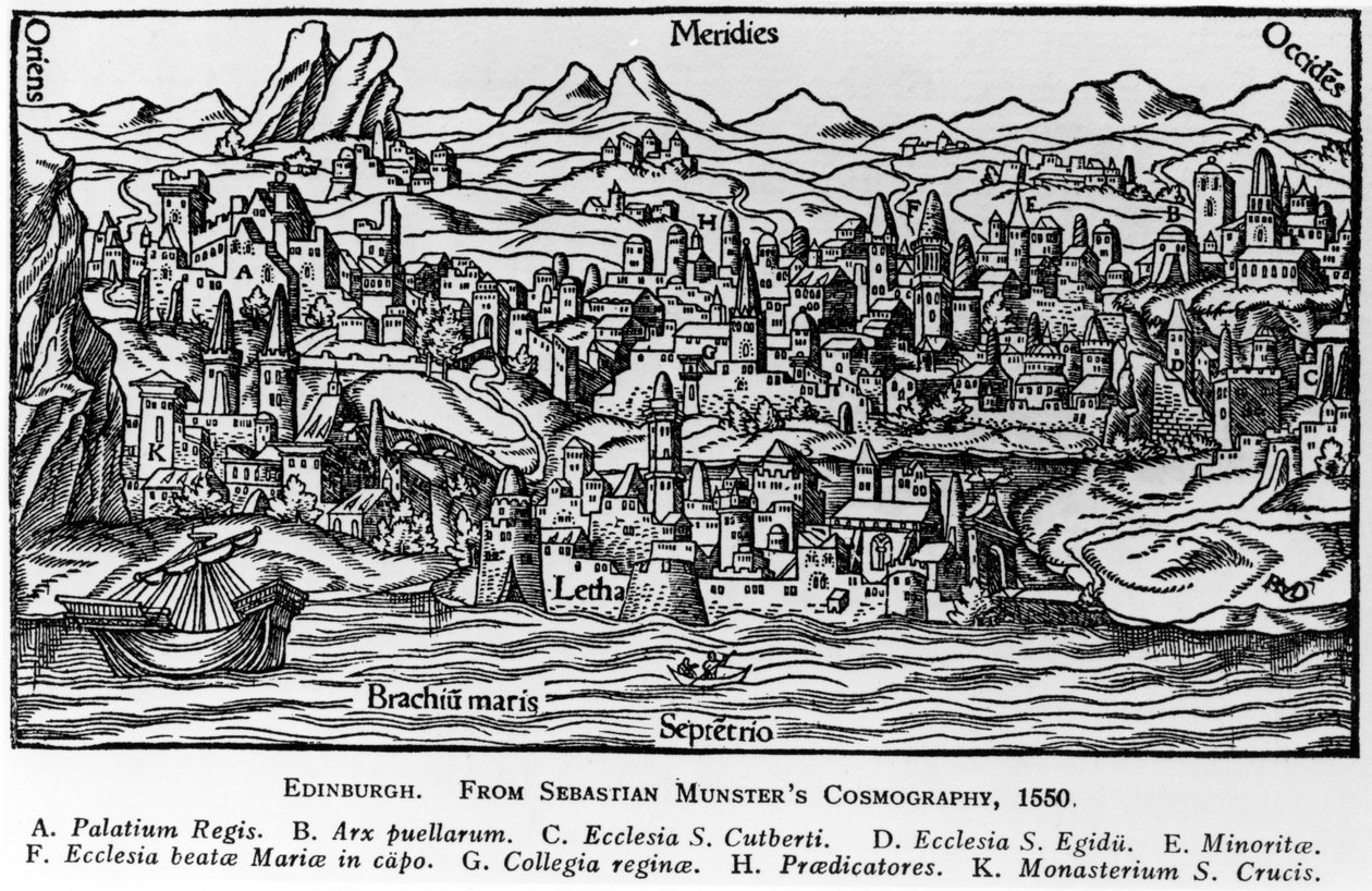 Edinburgh, illustration från Sebastian Munsters 