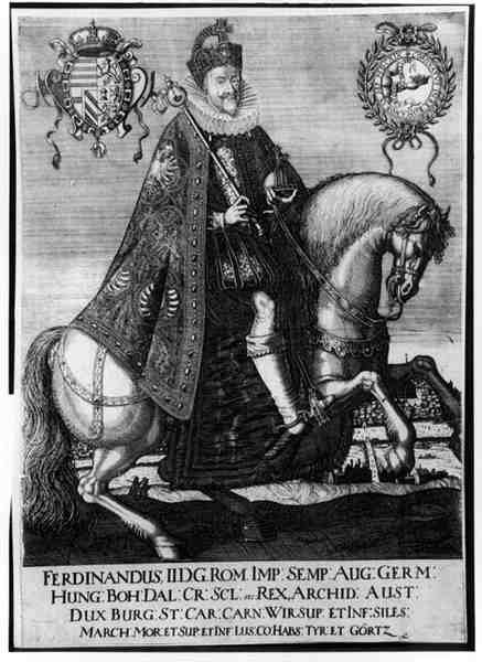 Ridsporträtt av Ferdinand II (1578-1637), den helige romerske kejsaren av German School