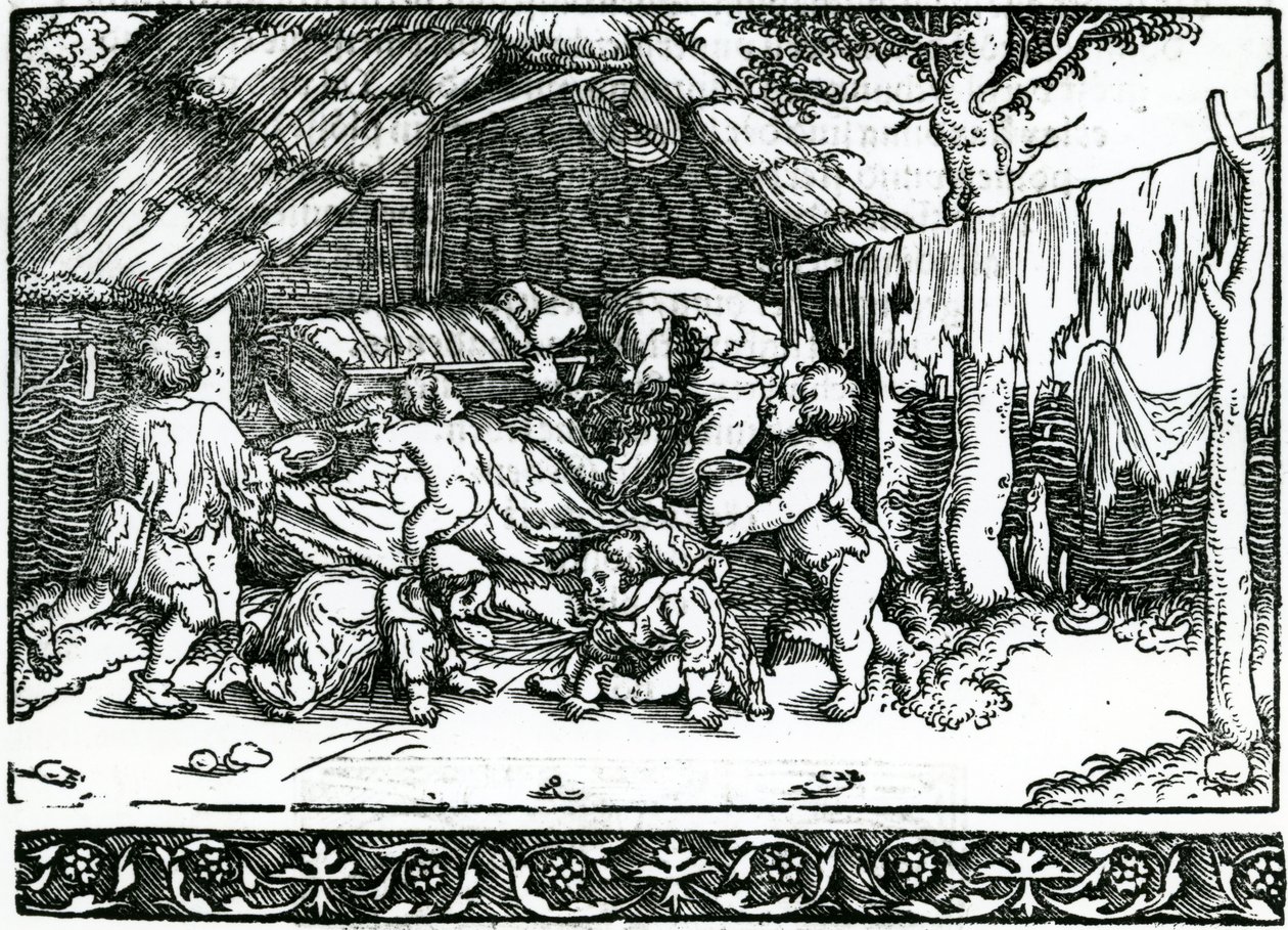Vräktade bönder, Illustration från Franciscus Petrarch Von der Artzney bayder Glueck, 1532 av German School