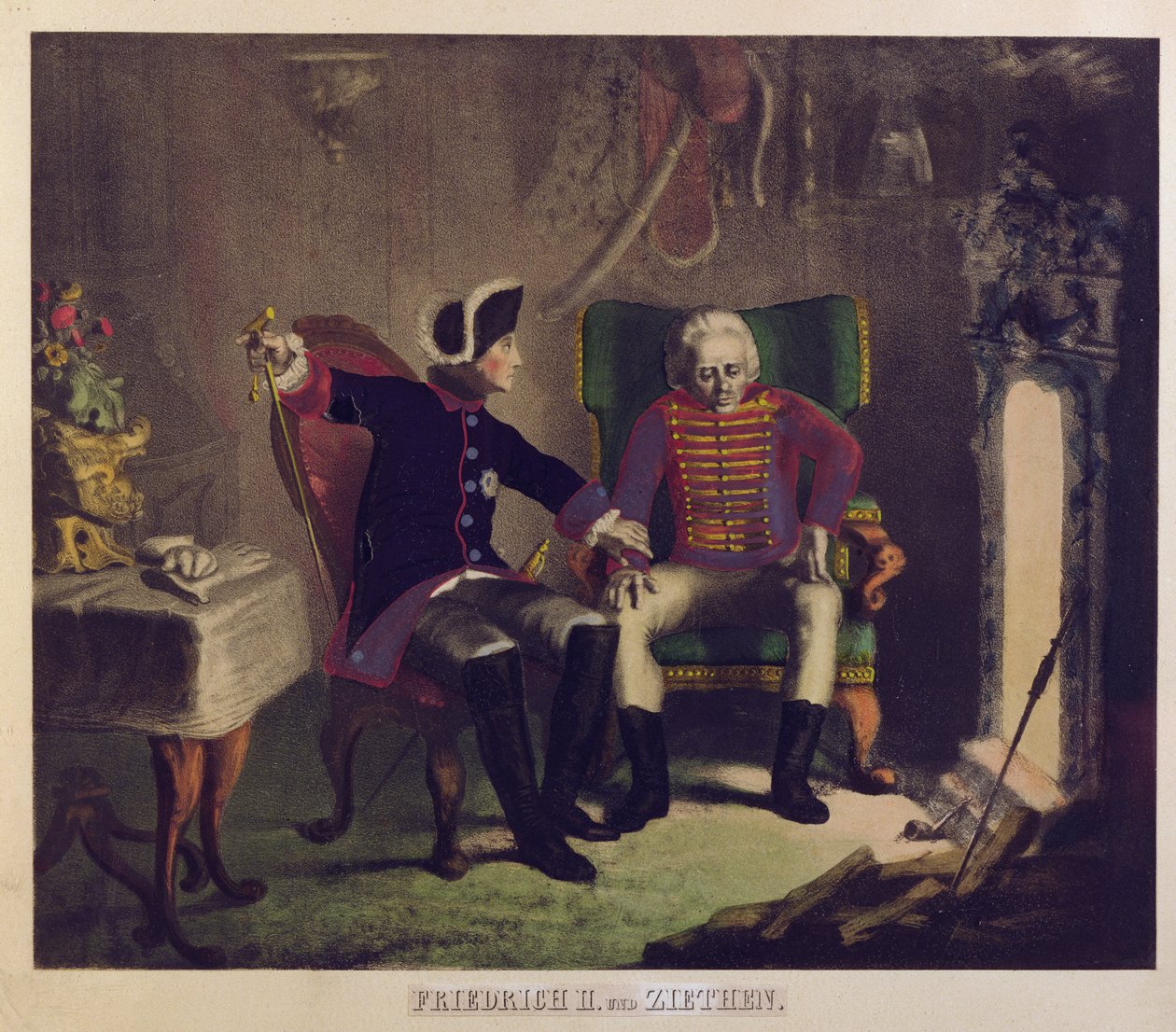 Fredrik II och general von Ziethen av German School
