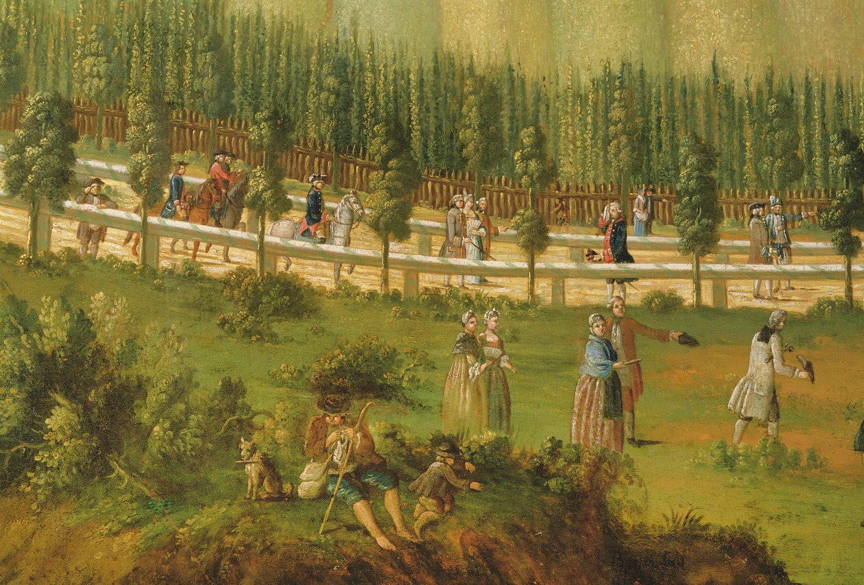 Fredrik den store till häst i Maulbeerallee, nära Sanssouci, 1770 av German School