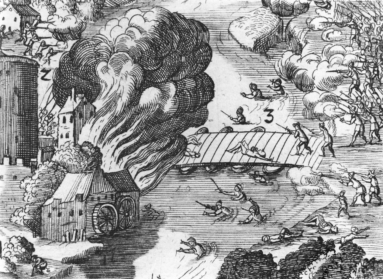 Allmän bild av slaget vid Muhlberg, detalj, 24 april 1547 (se även 217805, 217806, 217807) av German School