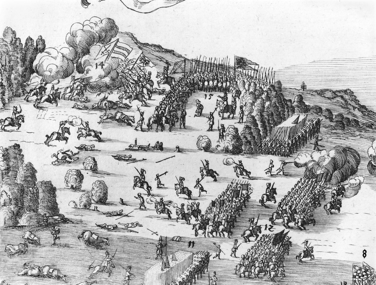 Allmän bild av slaget vid Muhlberg, detalj, 24 april 1547 (se även 217805 till 217808) av German School