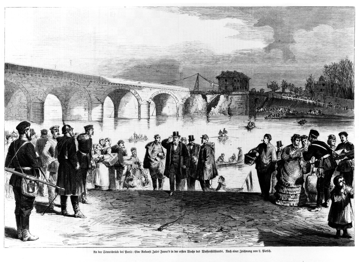 Jules Favre (1809-80) anländer till Pont de Sevres, illustration från 