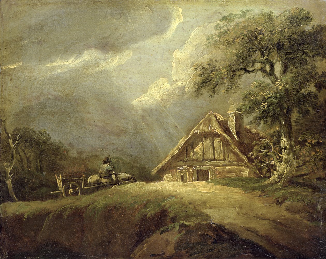 Landskap (olja på papper på duk) av German School