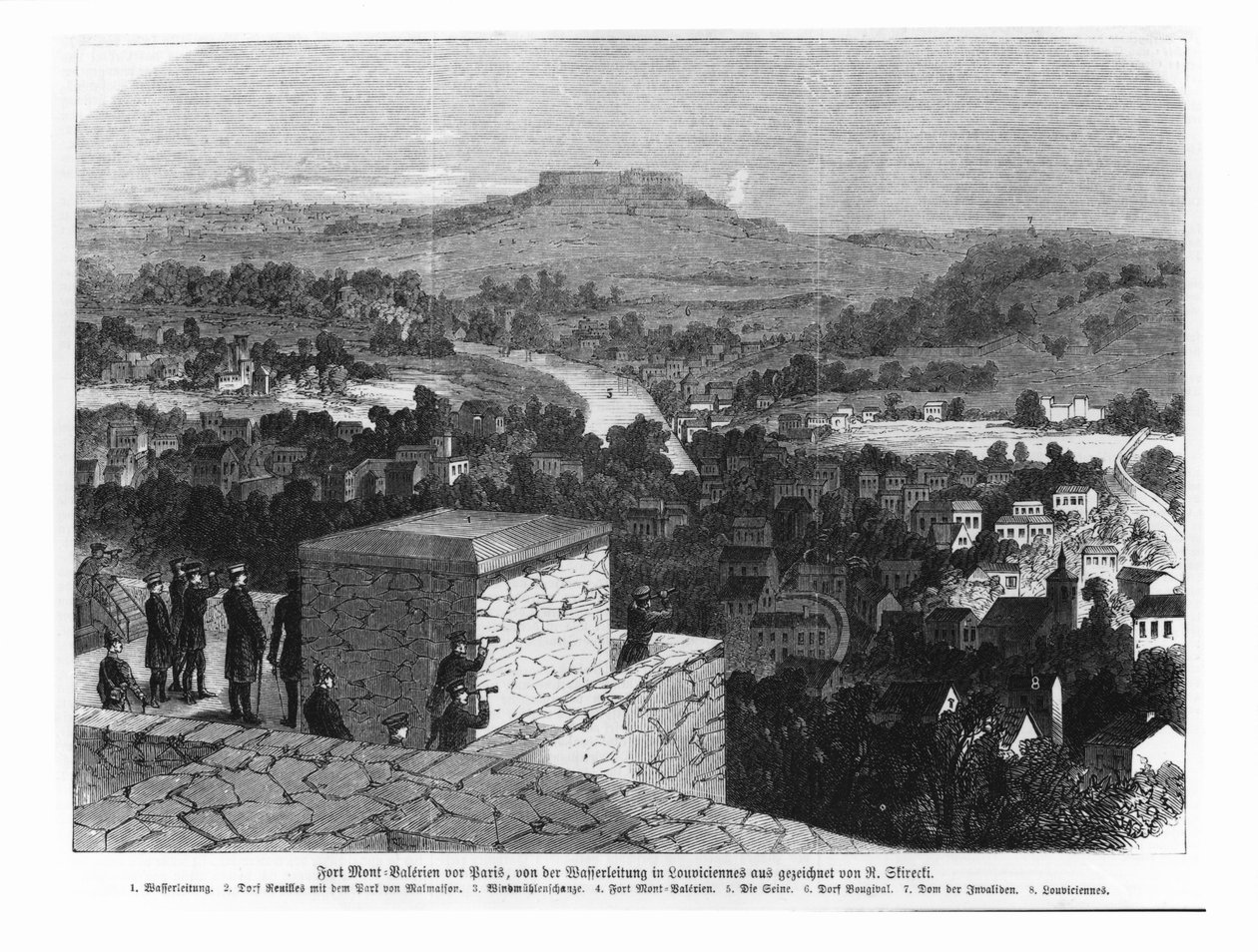 Mount Valerien sett från Louveciennes, illustration från 