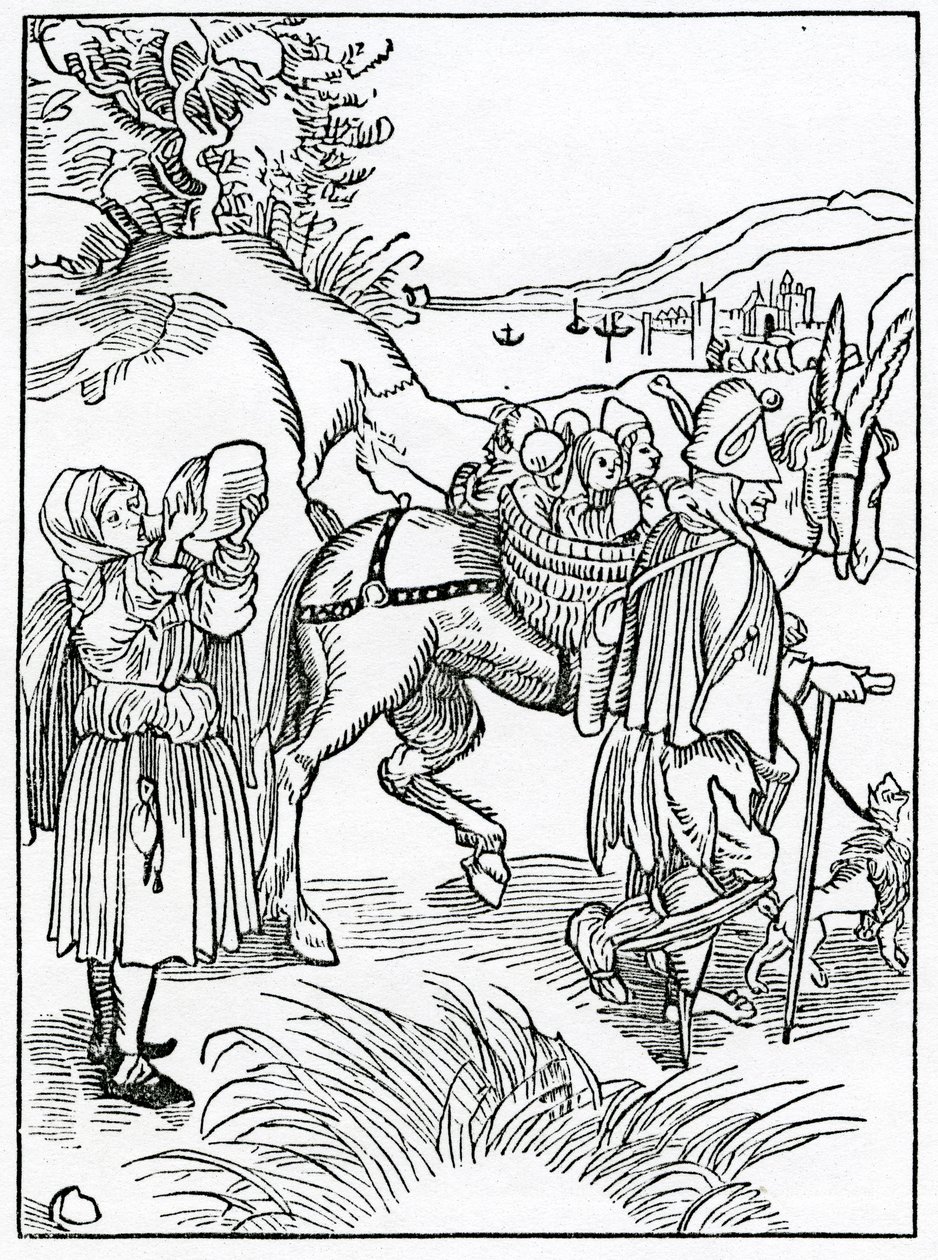 Av dårarnas tiggare och deras fåfänga, illustration från Alexander Barclays engelska översättning av 