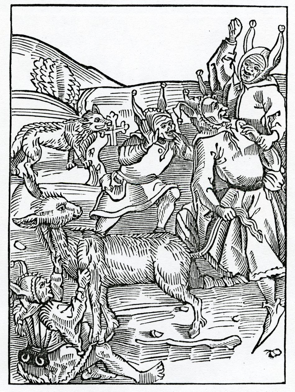 Av dem som alltid lånar, illustration från Alexander Barclays engelska översättning av 