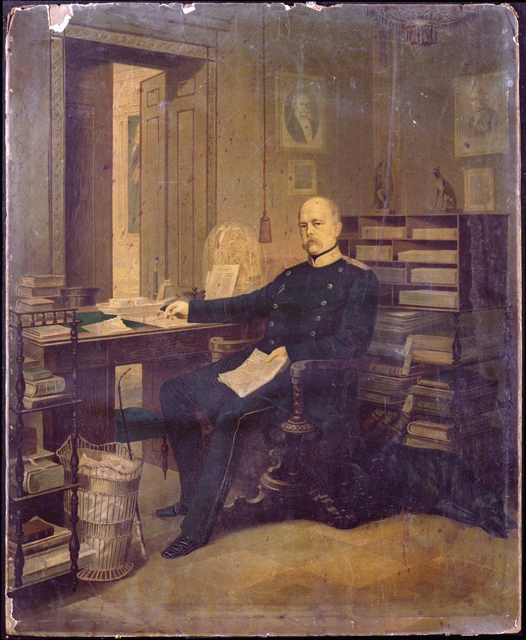 Otto von Bismarck i sin studie (wc på papper ombord) av German School