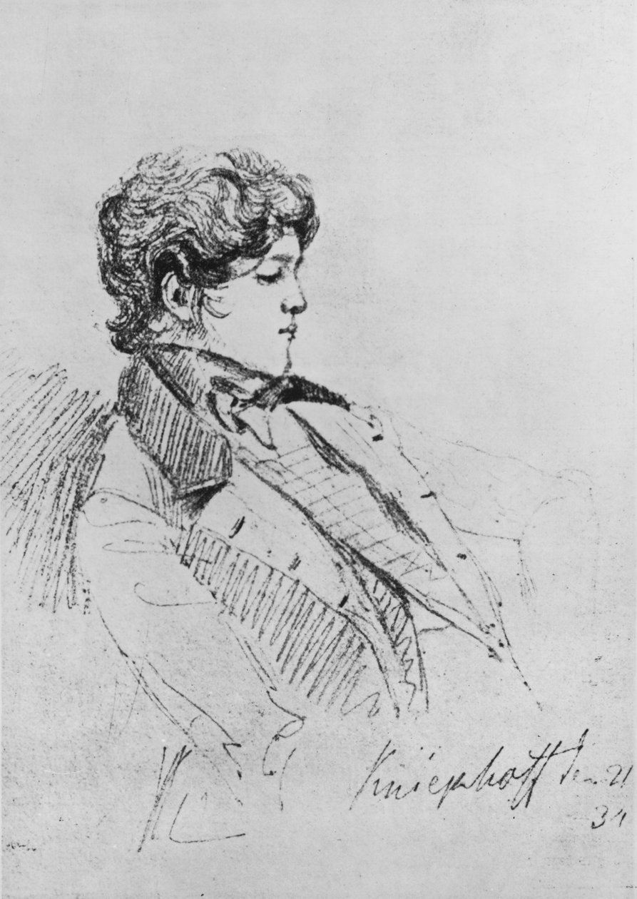 Portræt af prins Otto von Bismarck, 1834 (blæk på papir) swed av German School