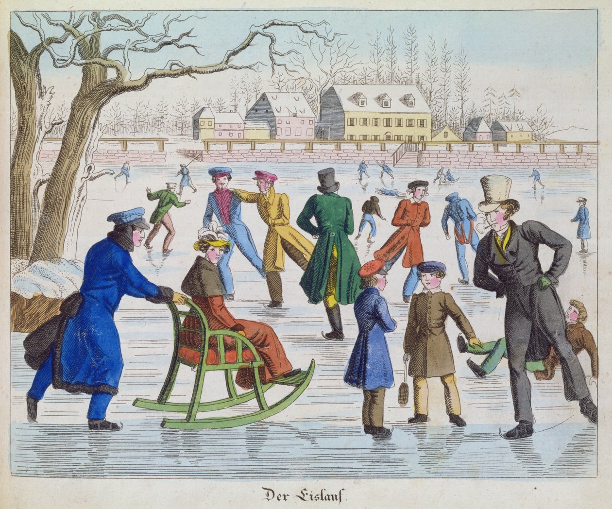 Skridskoåkning, 1832 (tryck) av German School
