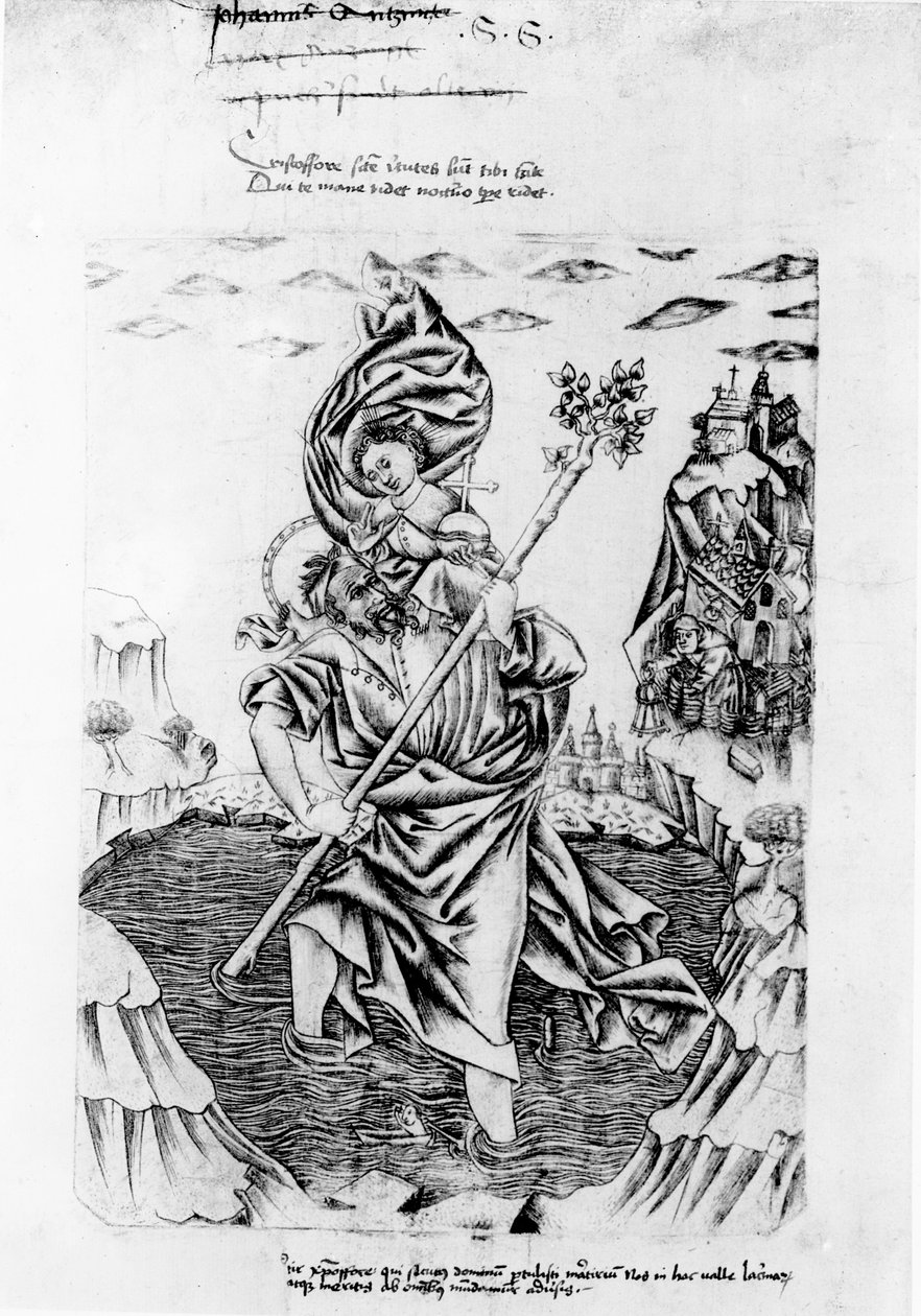 St. Christopher som bär Kristus över floden av German School