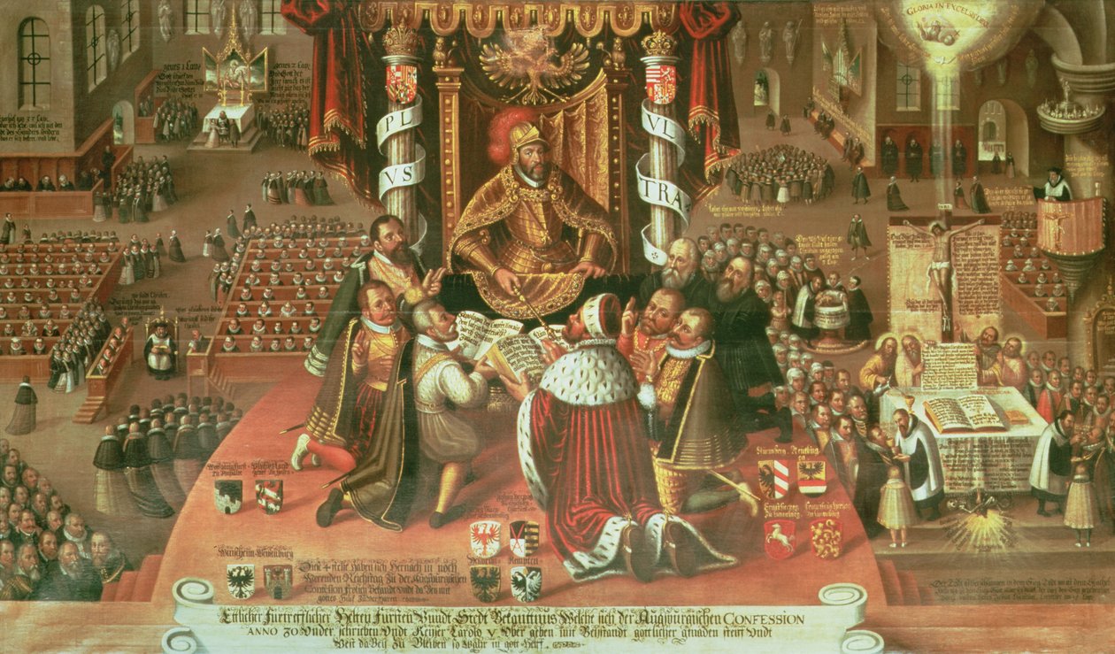 Leveransen av den Augsburgska bekännelsen, 25 juni 1530, 1617 av German School