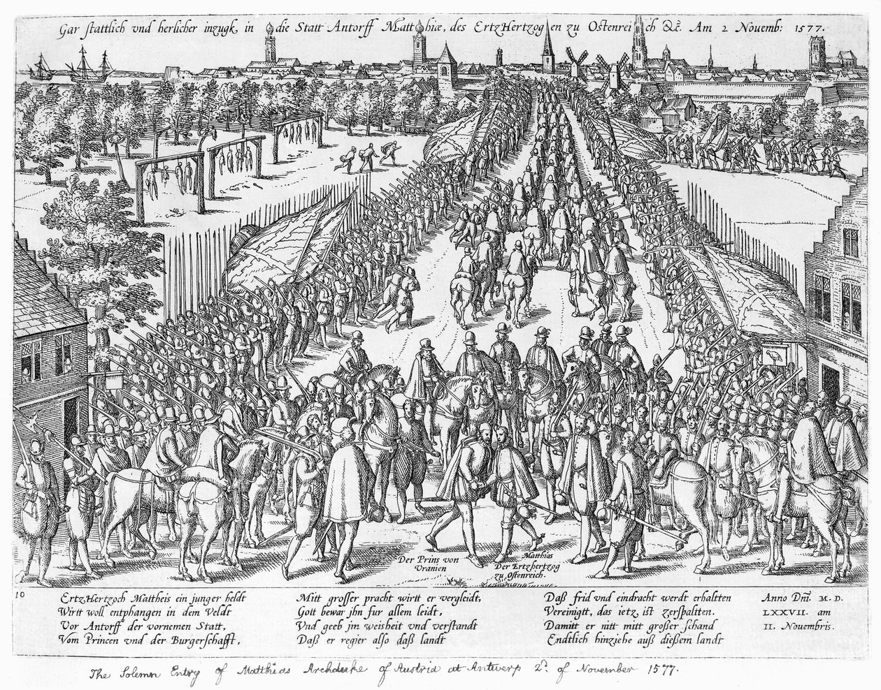 Matthias ärkehertig av Österrikes högtidliga inträde i Antwerpen den 2 november 1577 av German School