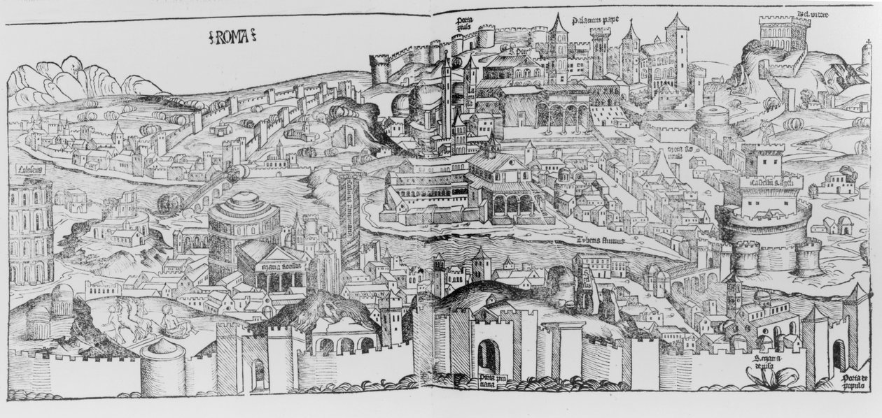Vy över Rom, 1493 av German School