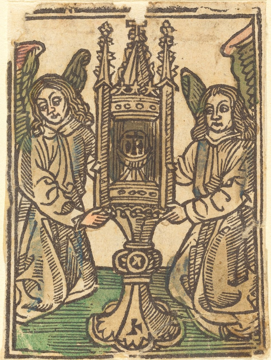 En monstrans som hålls av två änglar av German 15th Century