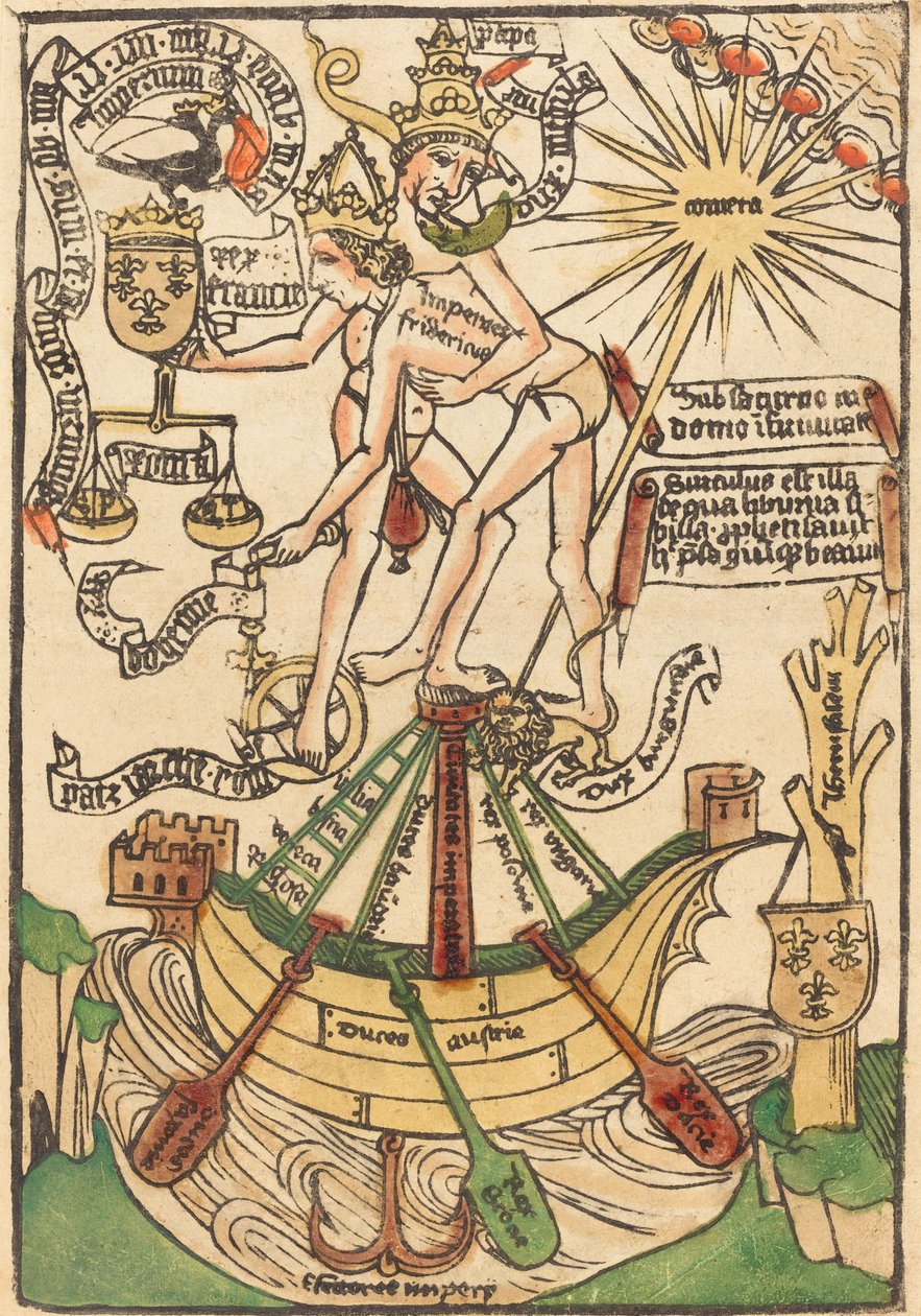 Allegori över mötet mellan påven Paul II och kejsar Fredrik III av German 15th Century