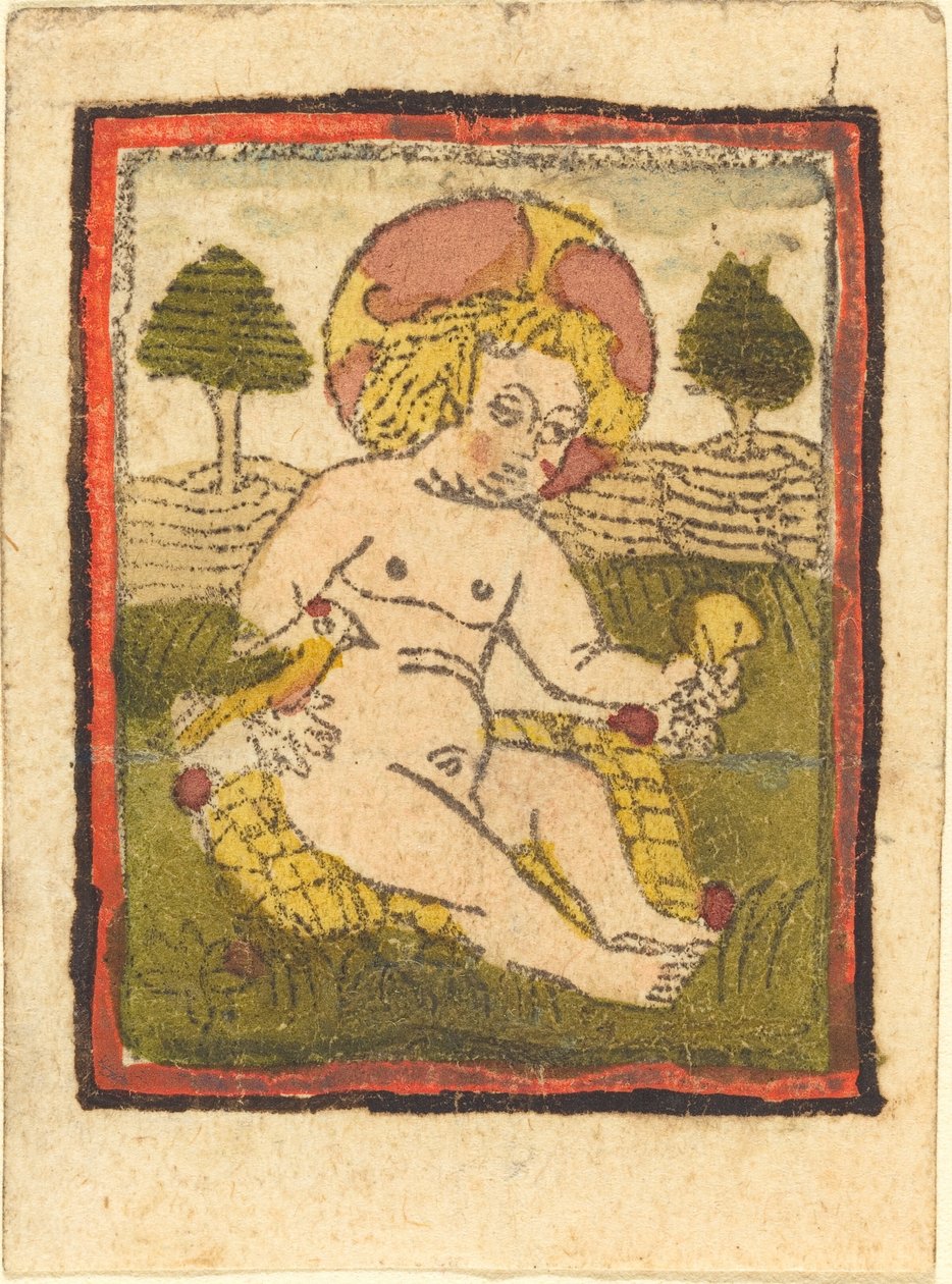 Kristusbarn med fågel av German 15th Century