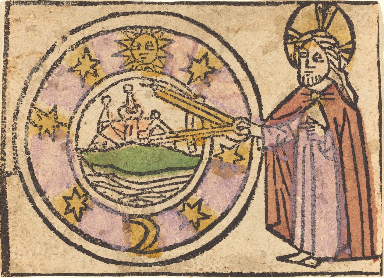 Kristus mäter jordklotet av German 15th Century
