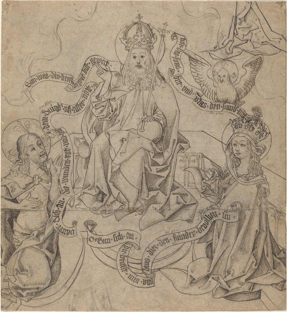 Kristus och Maria i förbön hos Gud Fadern av German 15th Century