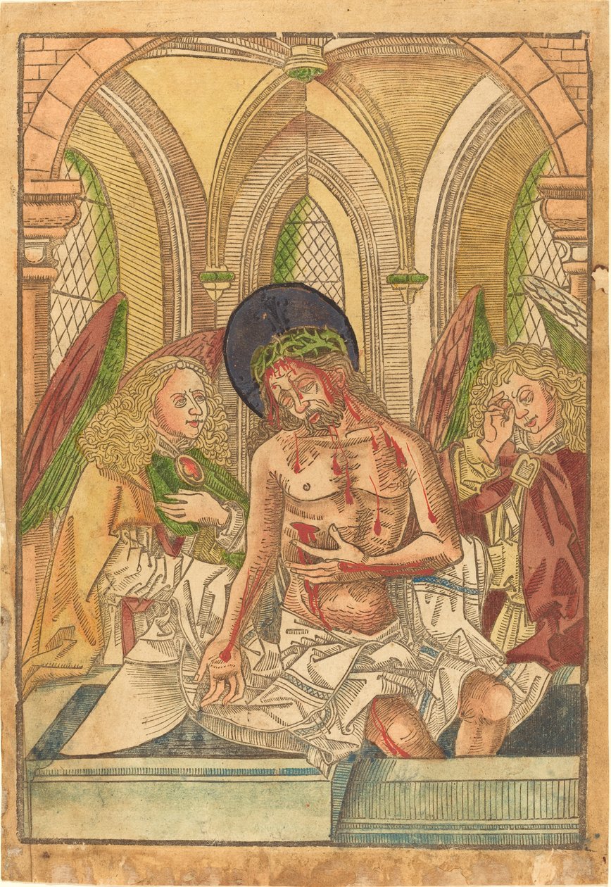 Kristus i graven med två änglar av German 15th Century