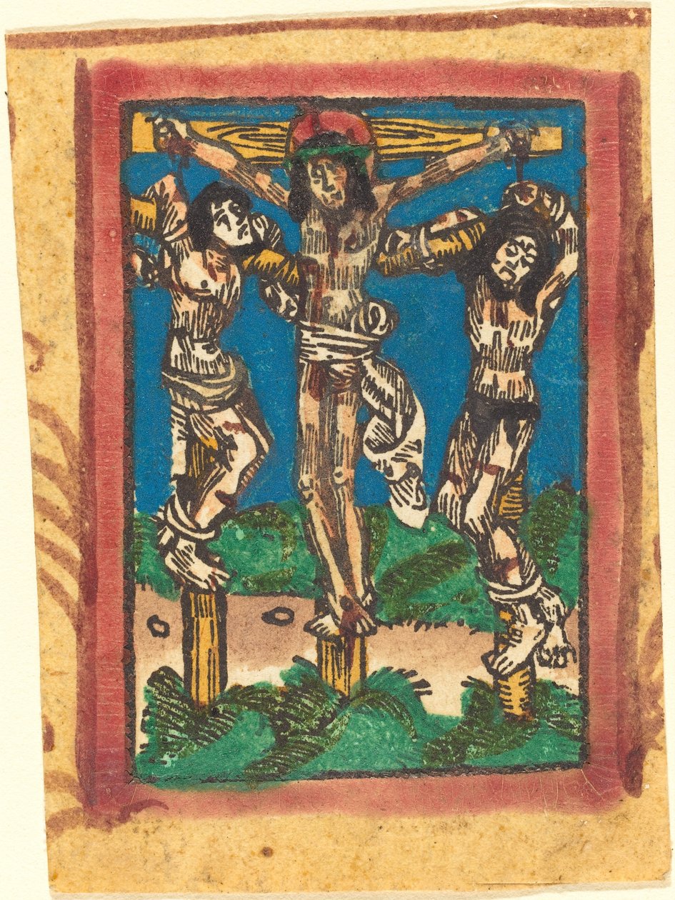 Kristus på korset mellan de två tjuvarna av German 15th Century