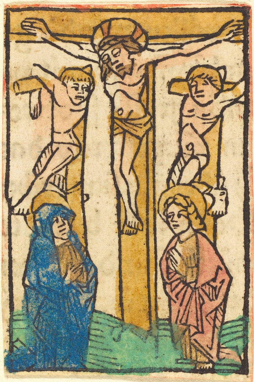 Kristus på korset mellan de två tjuvarna av German 15th Century