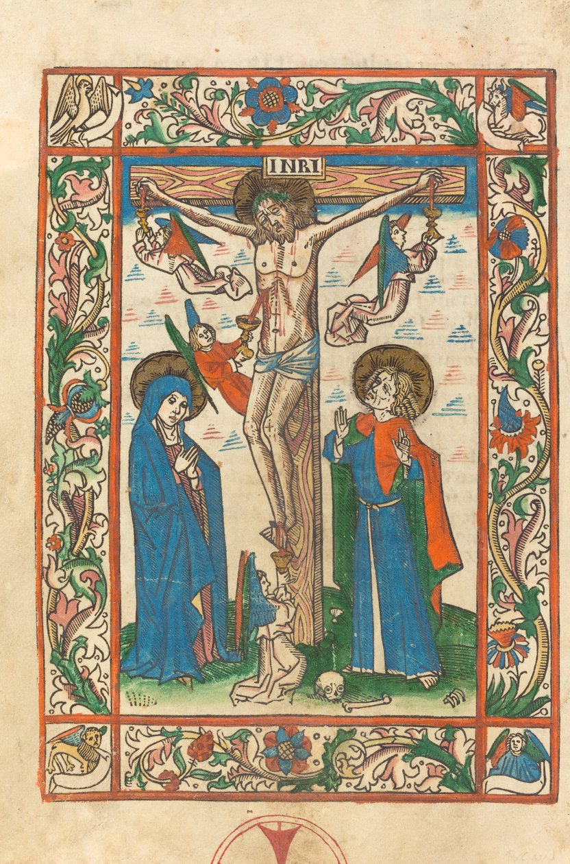 Kristus på korset med änglar av German 15th Century