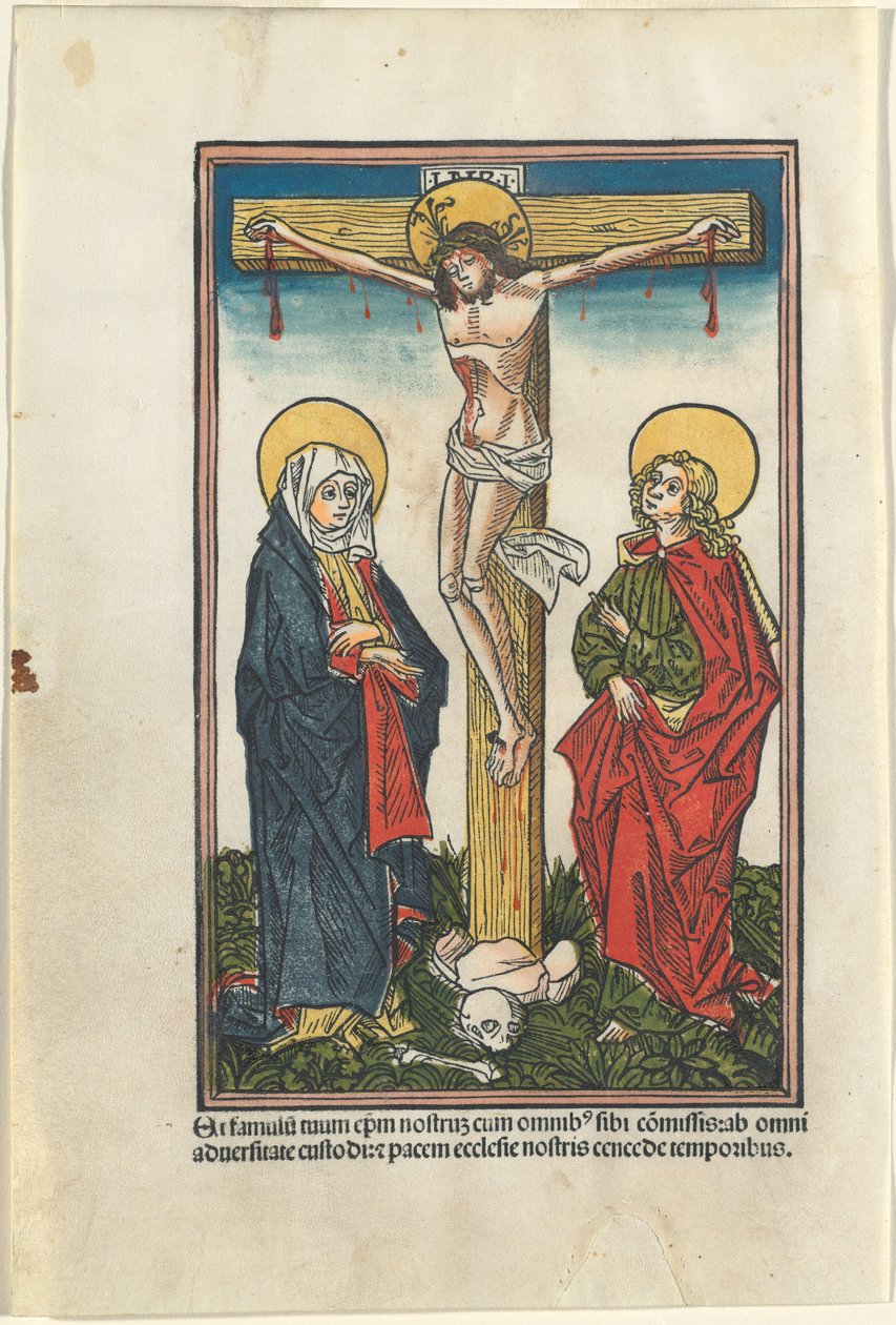 Kristus på korset med Jungfrun och Johannes av German 15th Century