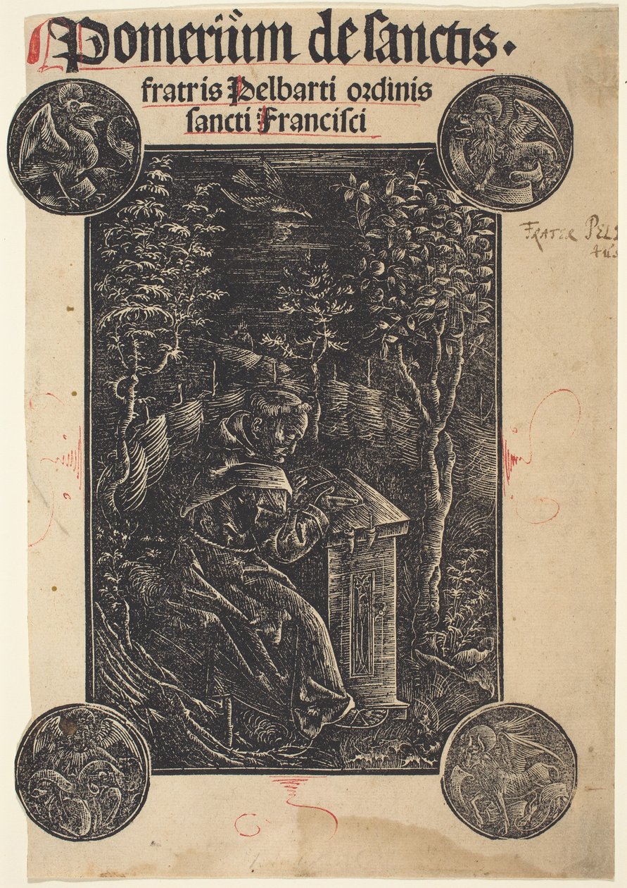 Franciscan, Pelbartus av Temesvar, i en trädgård av German 15th Century