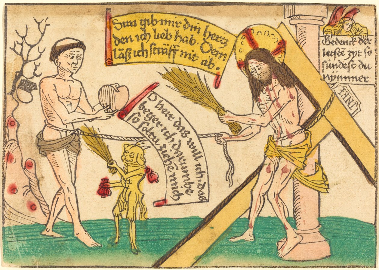 Jesus lockar de trogna till hjärtat av German 15th Century
