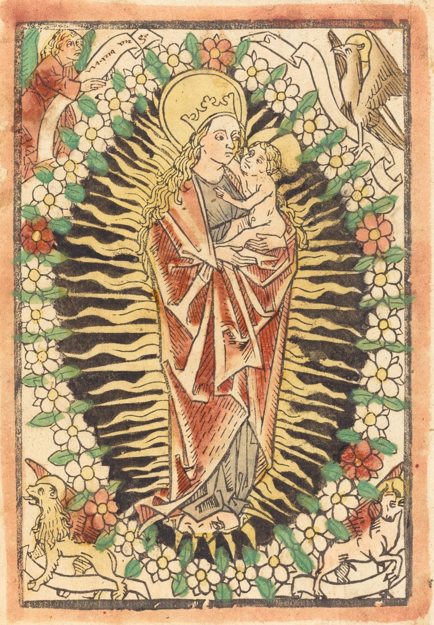 Madonna och barn i en radband av German 15th Century
