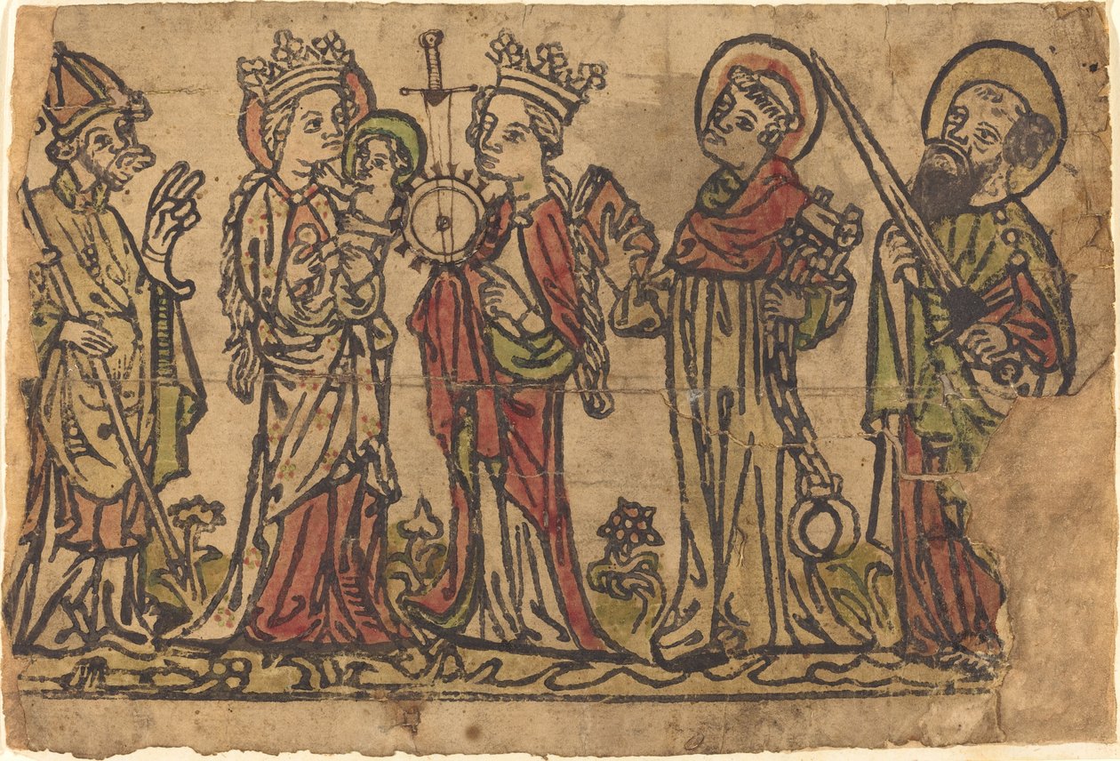 Madonna och barn med fyra heliga av German 15th Century