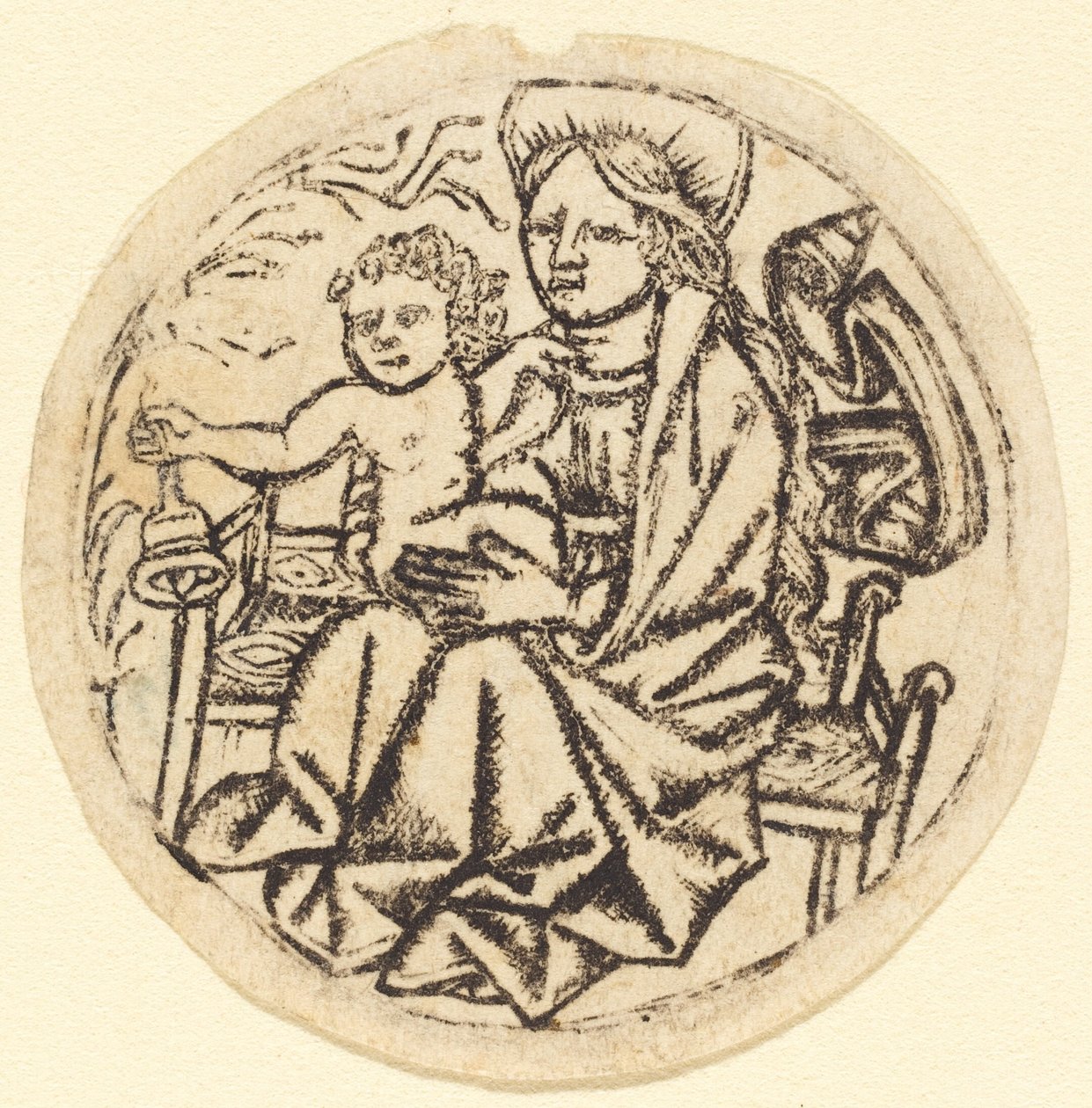 Madonna och barn med en klocka av German 15th Century