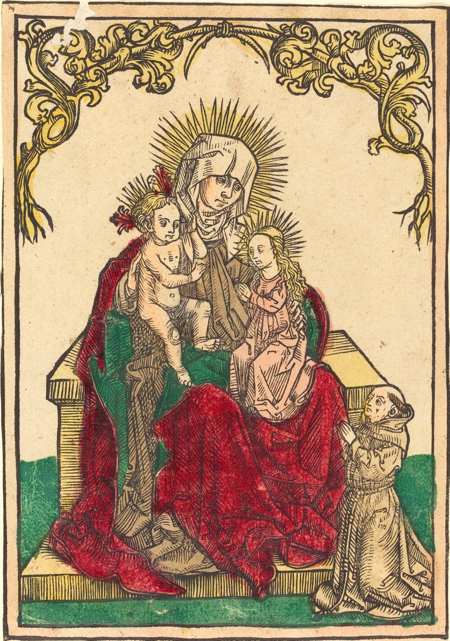 Saint Anne, Madonnan och barnet och en franciskanermunk av German 15th Century