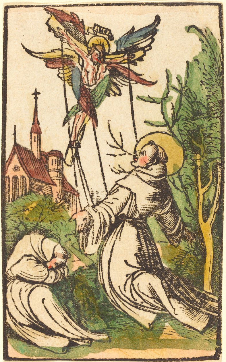 Saint Francis tar emot Stigmata av German 15th Century