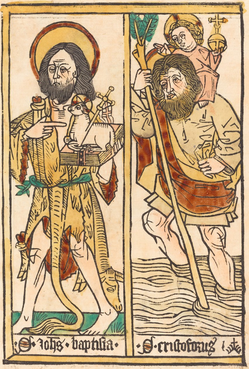 Sankt Johannes Döparen och Sankt Kristofer av German 15th Century