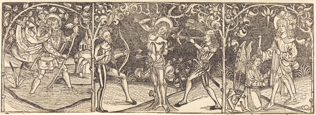 Heliga Christopher, Sebastian och Roche av German 15th Century