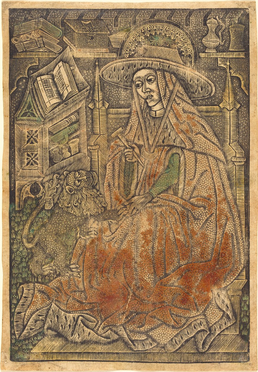 Saint Hieronymus i hans studie av German 15th Century or Master of the Aachen Madonna