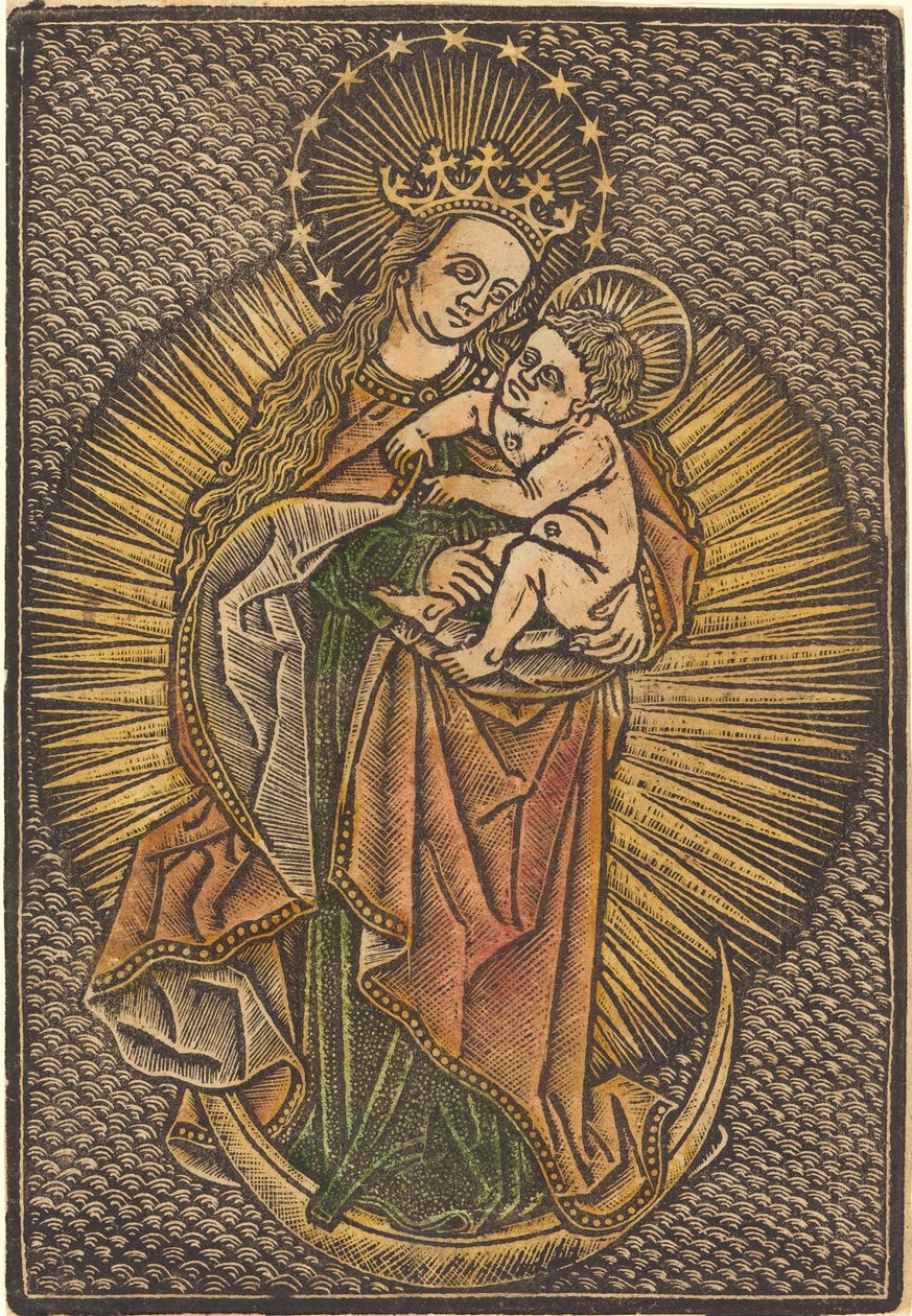 Madonna och Child in Glory av German 15th Century or Master of the Meshed Background