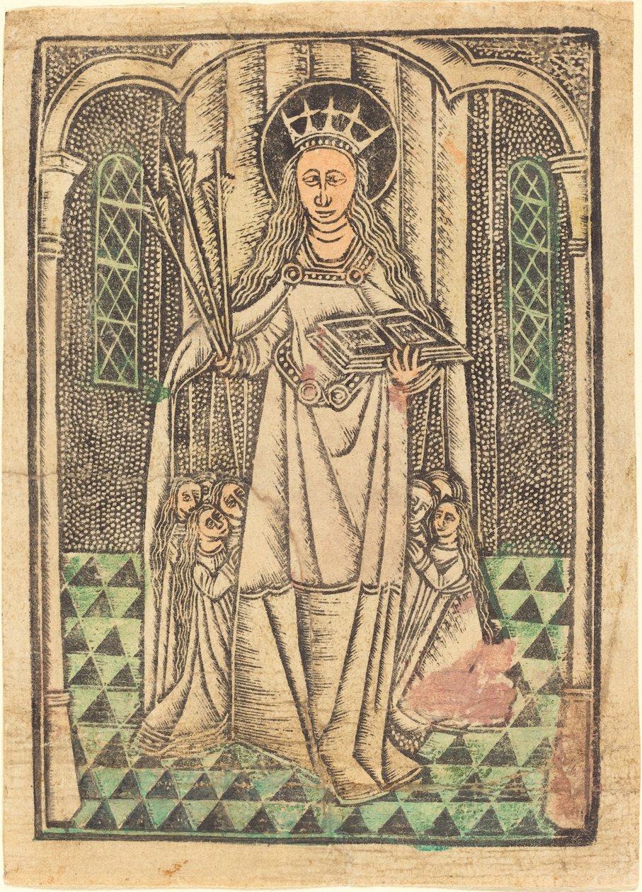 Sankta Ursula som beskyddare av German 15th Century or Master of the Protective Saints of Cologne