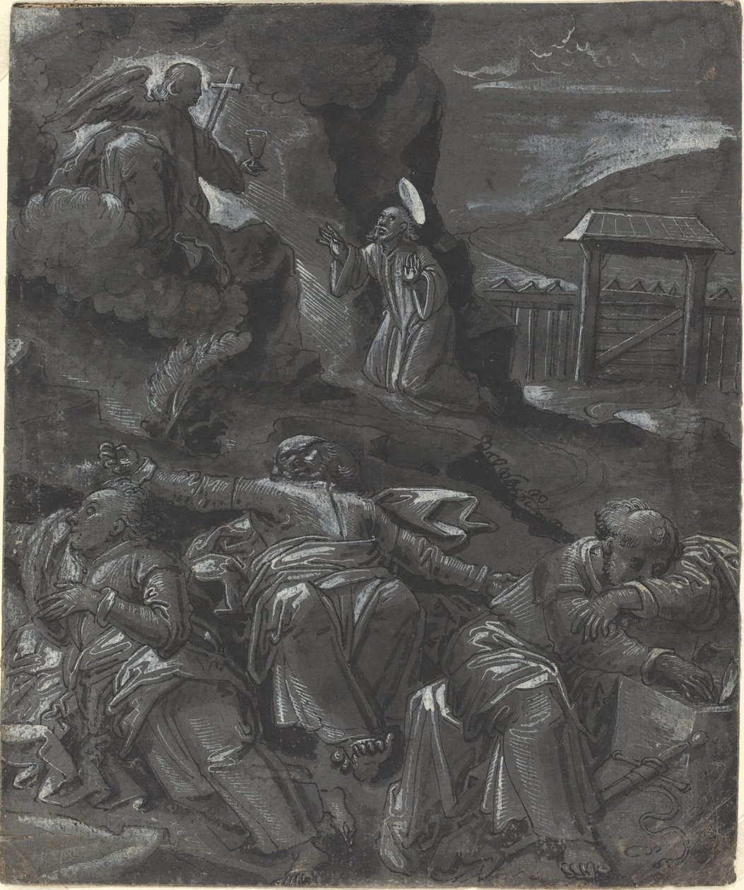 Kristus i Getsemane trädgård av German 16th Century